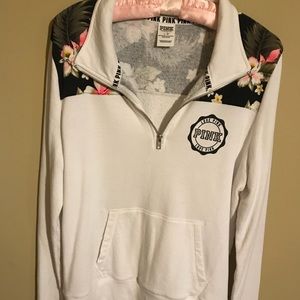 PINK tropical quarter zip hoodie